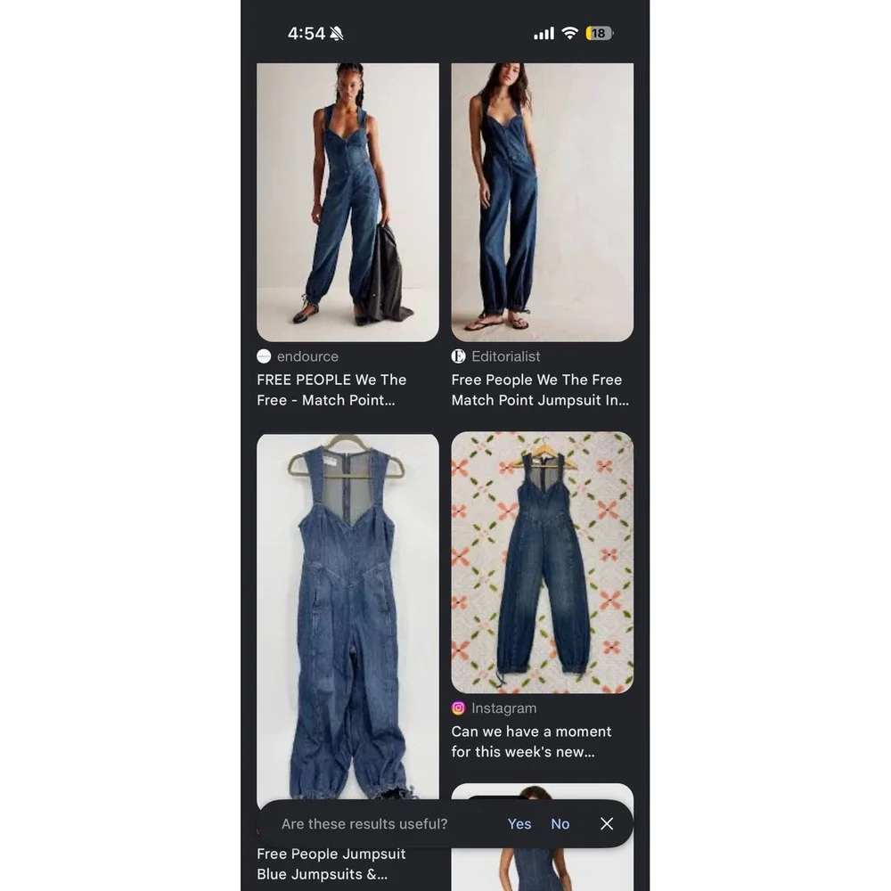Free People We The Free Match Point Denim Jumpsuit Dark Wash XS‎ Overalls Boho